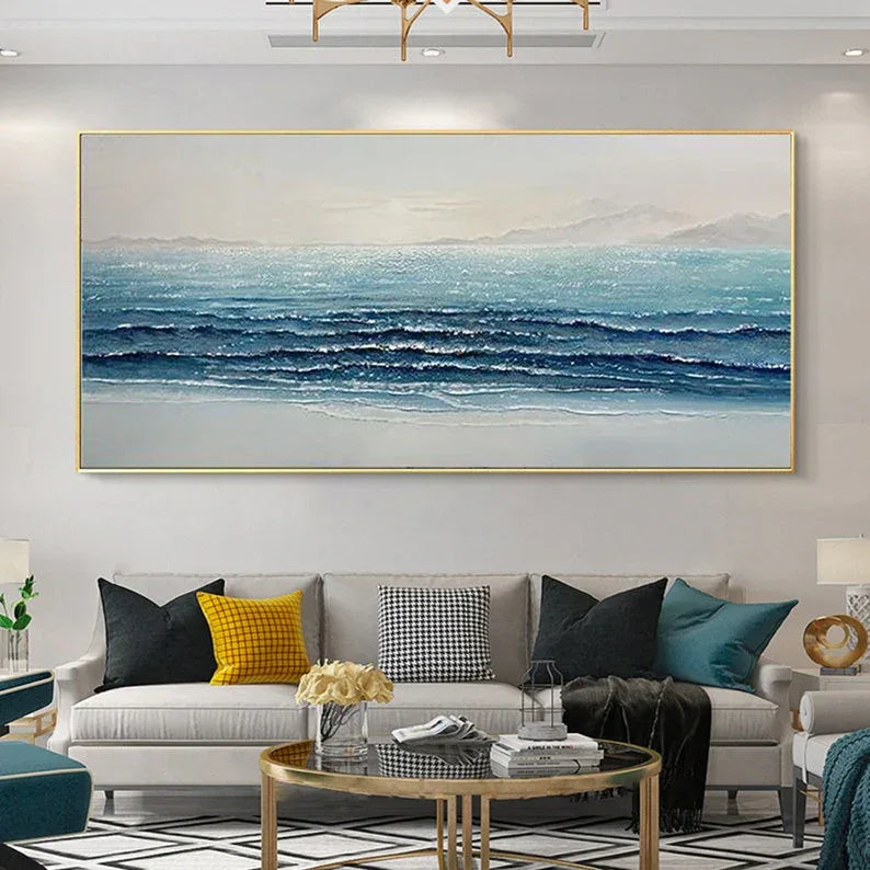 Silent Waves-Modern Home's Three-Dimensional Sea View Texture Wall Art - artextured