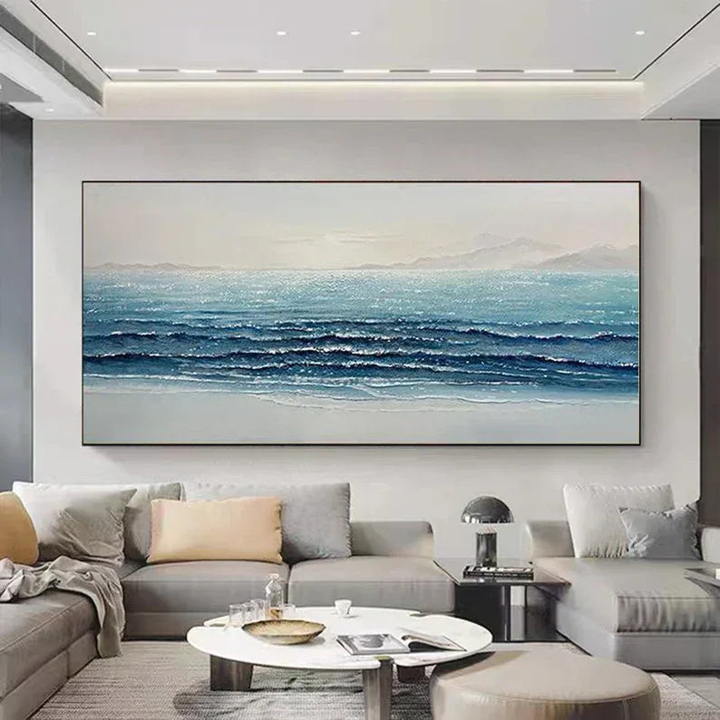 Silent Waves-Modern Home's Three-Dimensional Sea View Texture Wall Art - artextured