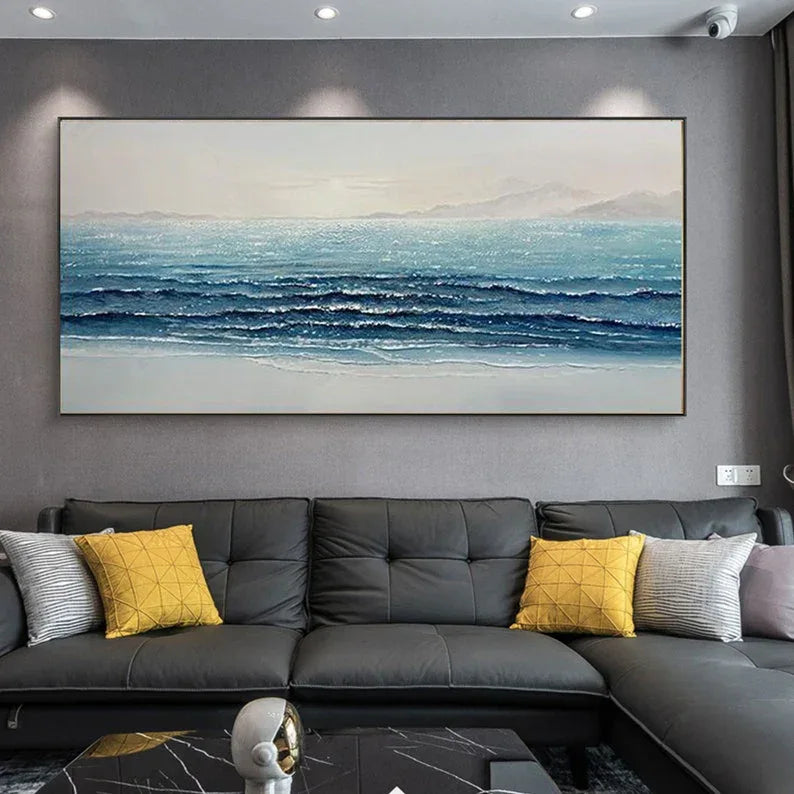 Silent Waves-Modern Home's Three-Dimensional Sea View Texture Wall Art - artextured