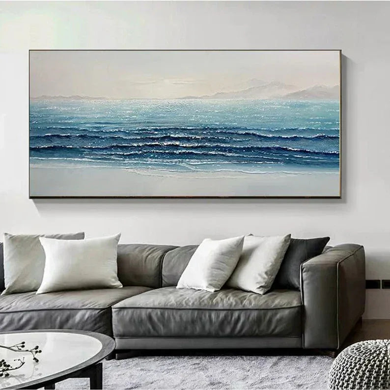 Silent Waves-Modern Home's Three-Dimensional Sea View Texture Wall Art - artextured
