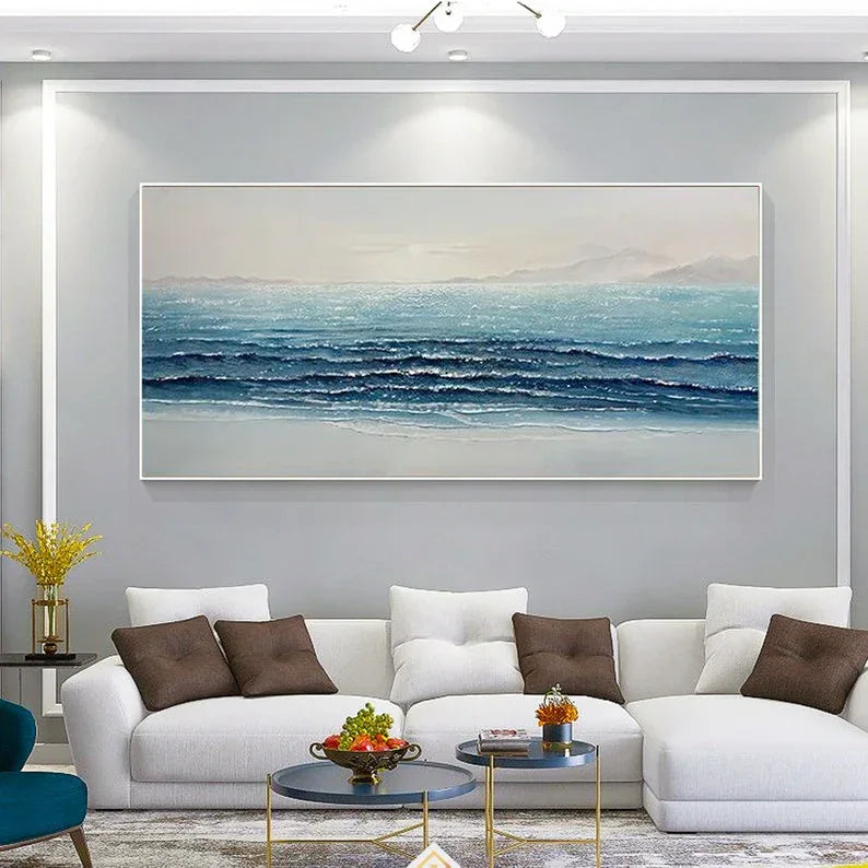 Silent Waves-Modern Home's Three-Dimensional Sea View Texture Wall Art - artextured