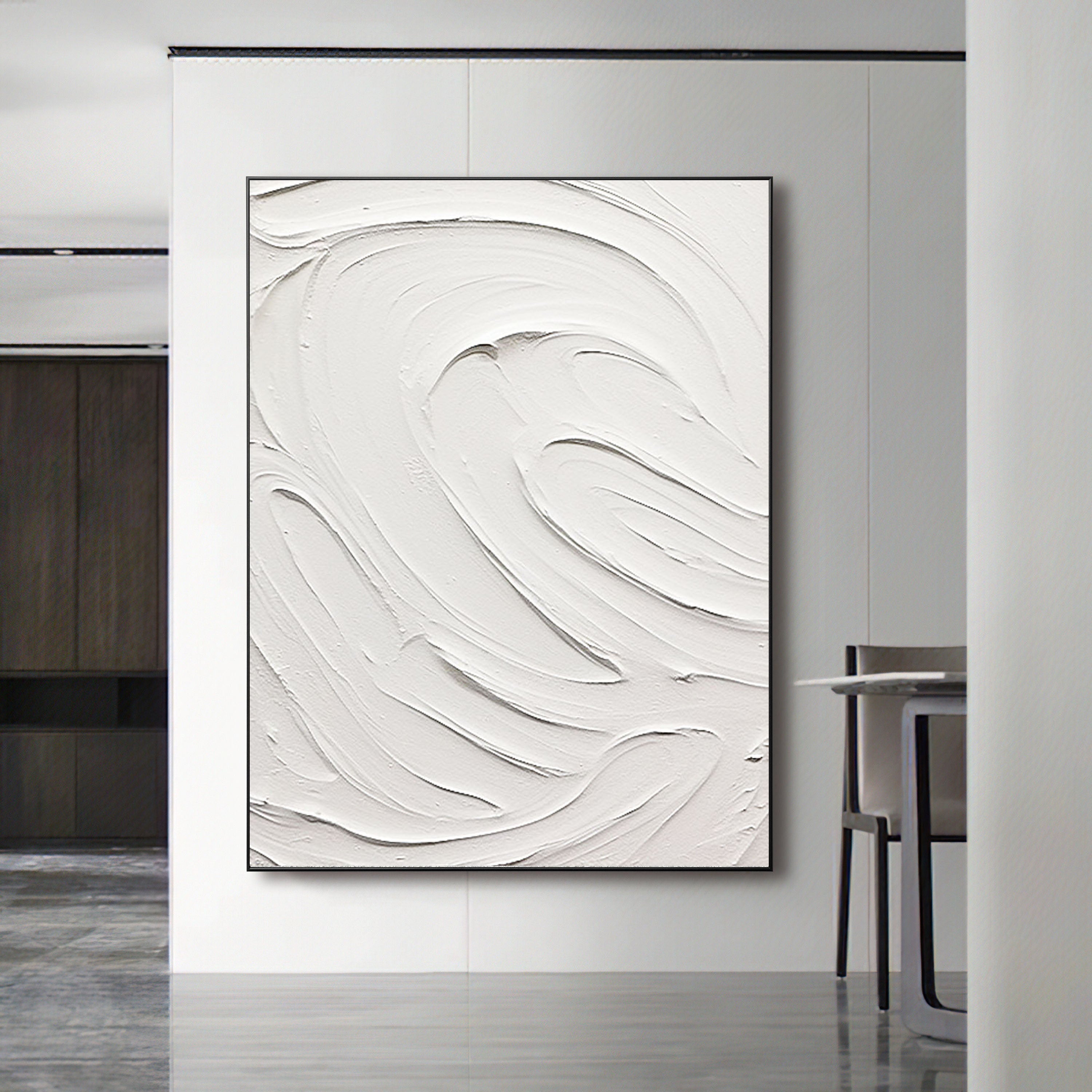 Elegant Minimalist White Textured Abstract Art for Modern Spaces