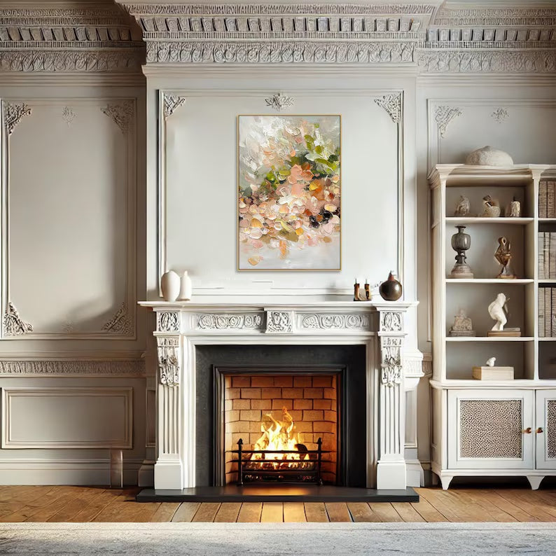 Blossom Whispers – Soft Textured Abstract Floral Painting#AB14009