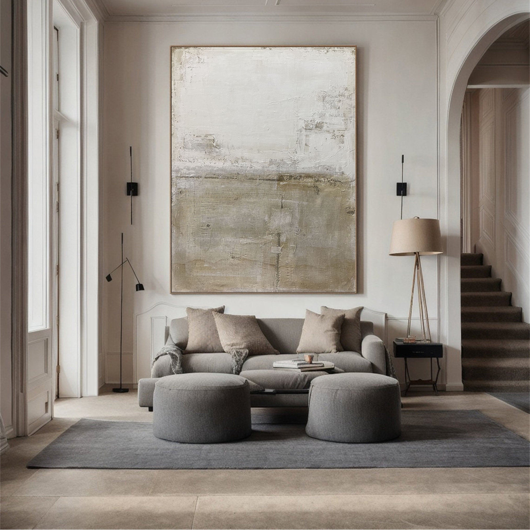 Tranquil Horizons - Minimalist Textured Abstract Art