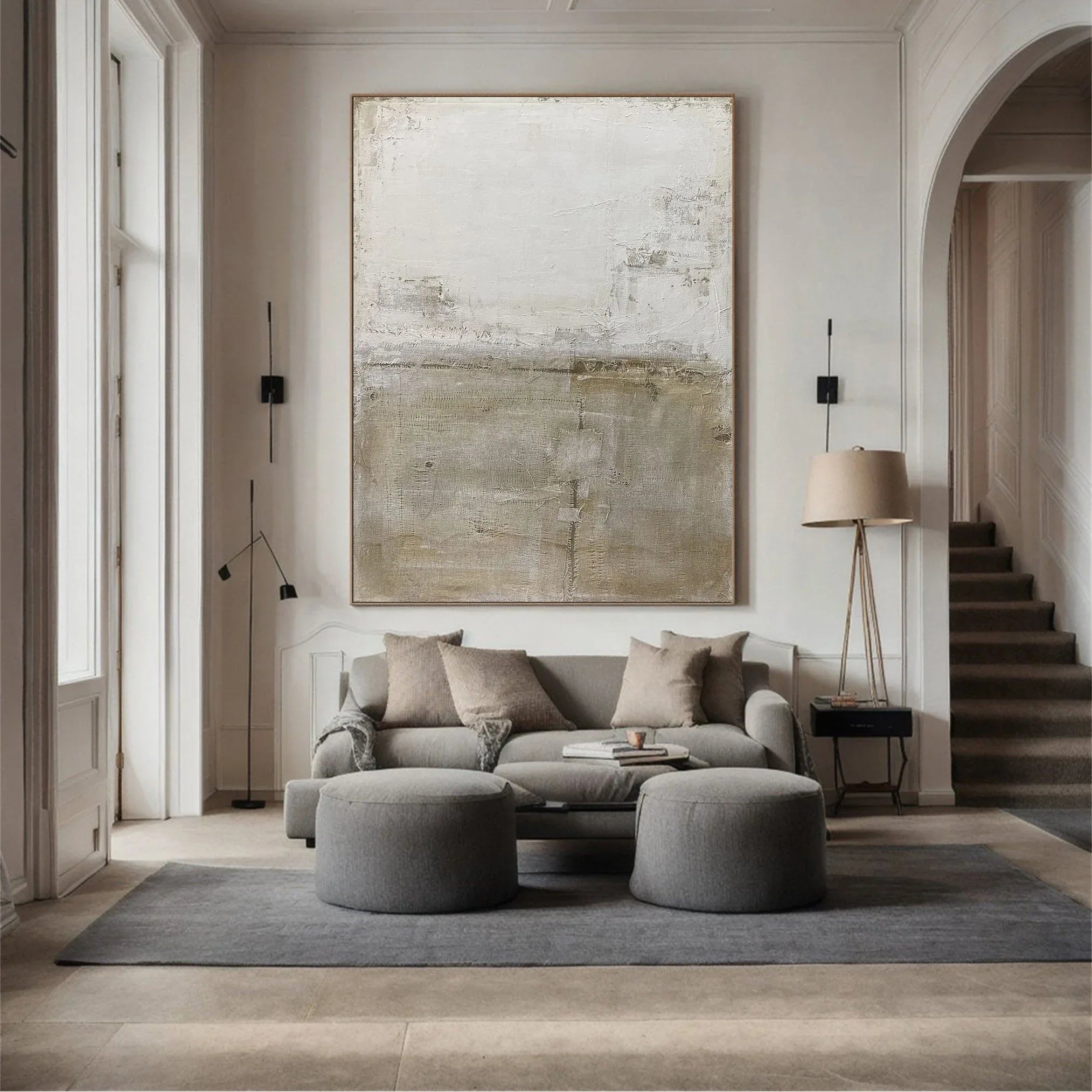 Tranquil Horizons -Top and Bottom Dual Color Gradient Hand-Painted Minimalist Abstract Wall Art - artextured