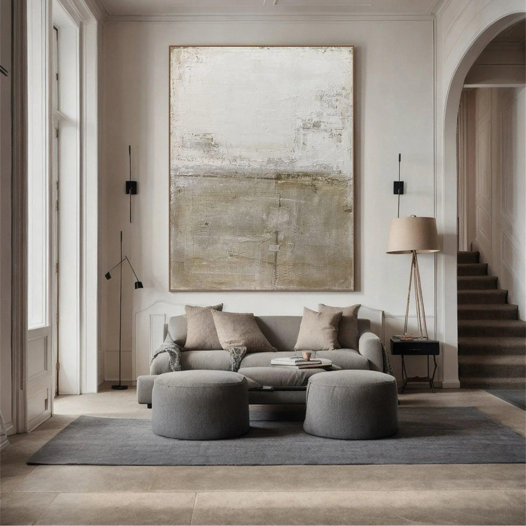 Tranquil Horizons -Top and Bottom Dual Color Gradient Hand-Painted Minimalist Abstract Wall Art - artextured