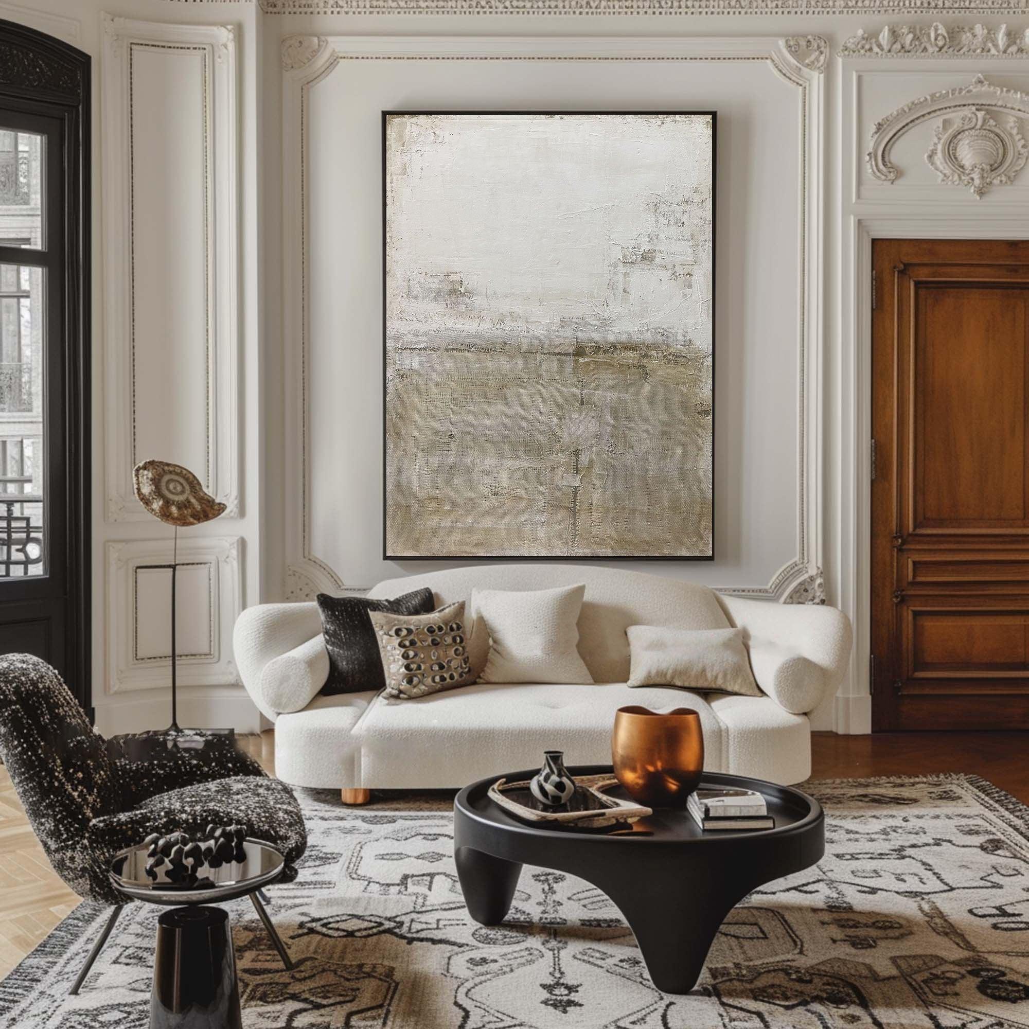 Tranquil Horizons -Top and Bottom Dual Color Gradient Hand-Painted Minimalist Abstract Wall Art - artextured