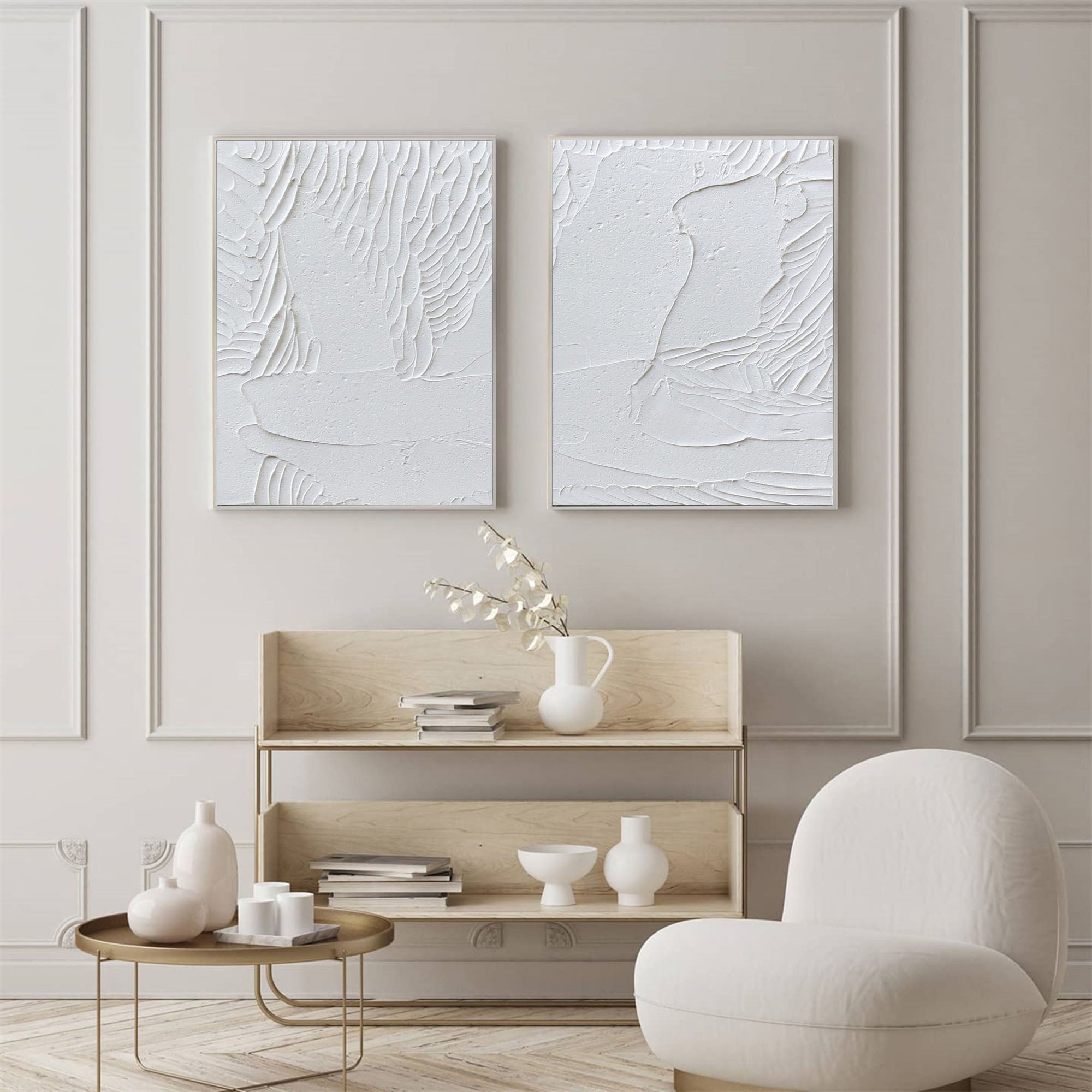 Whispered Wings - Dual Textured Minimalist Wall Art SET OF 2