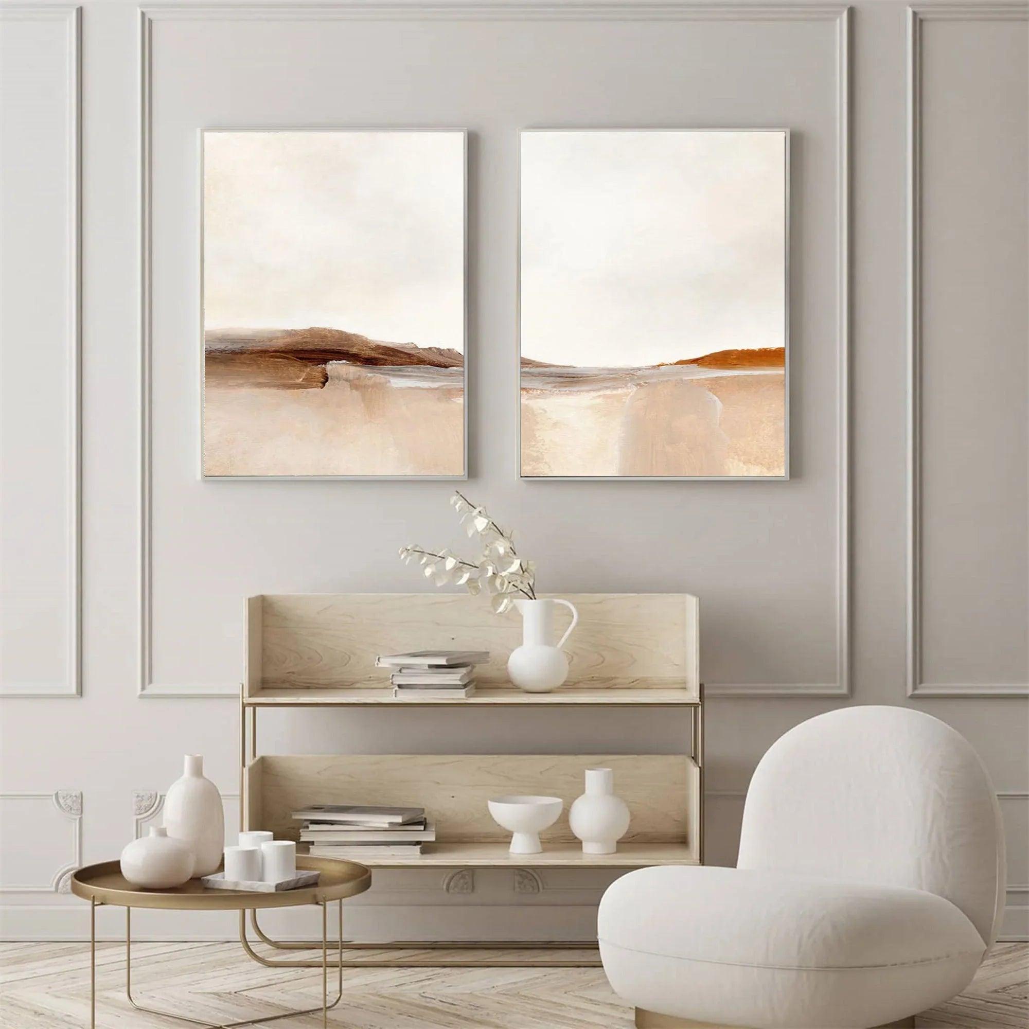 Desert Serenity- Abstract Landscape Canvas Duo SET OF 2 - artextured