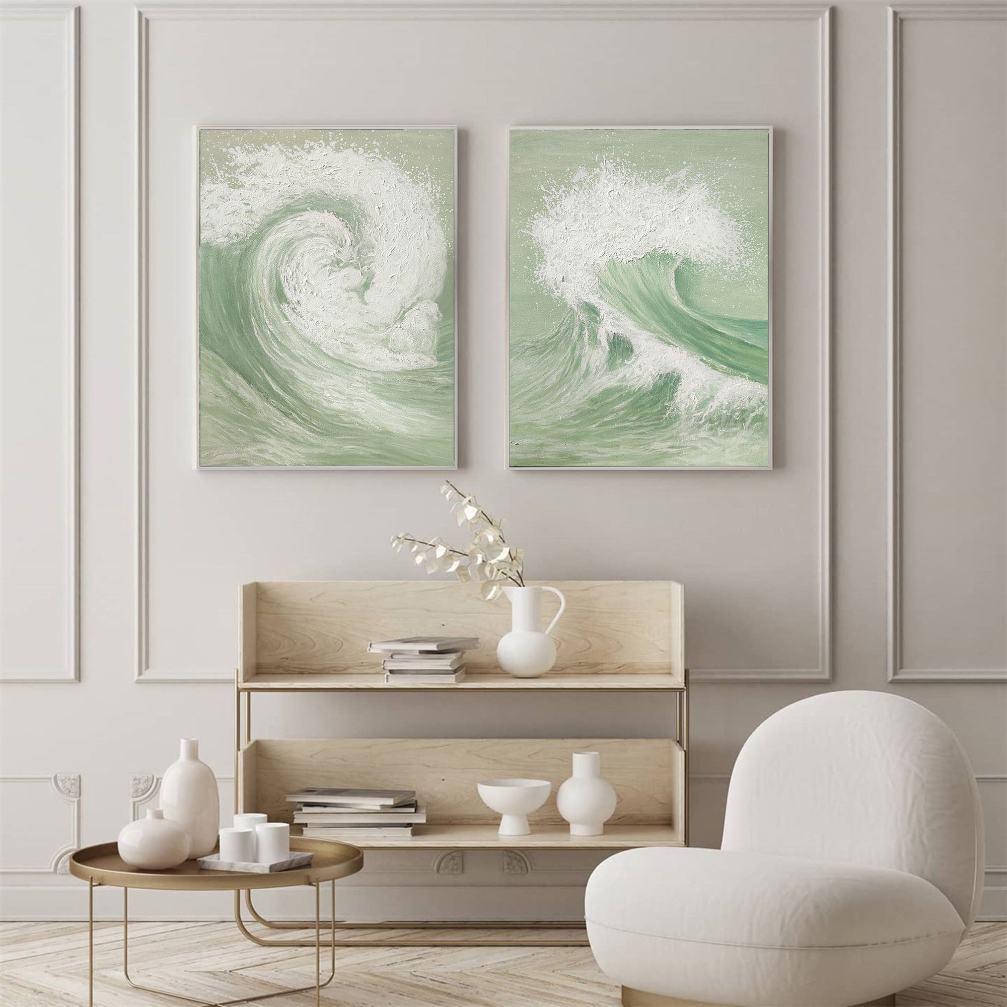 Oceanic Symphony - Dual Abstract Wave Canvas Art SET OF 2
