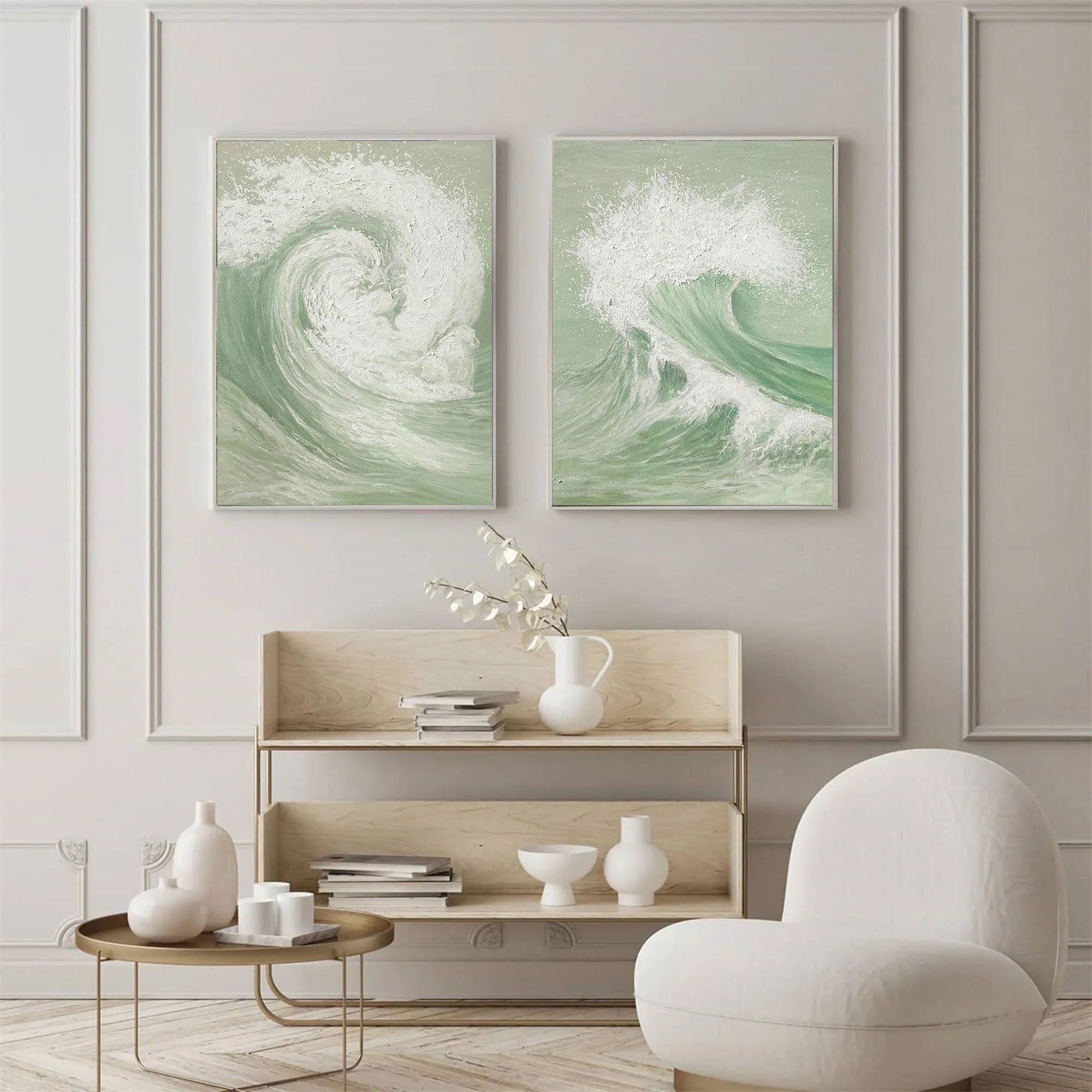 Oceanic Symphony - Dual Abstract Wave Canvas Art SET OF 2 - artextured