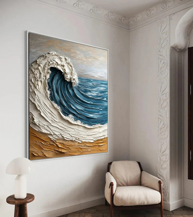 Rising Tide Form-Textured Wave Abstract Wall Art#AB14138