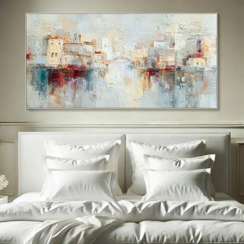City of Reflections – Abstract Textured Cityscape Painting#AB14012