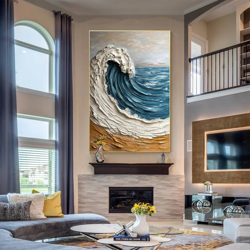 Rising Tide Form-Textured Wave Abstract Wall Art#AB14138