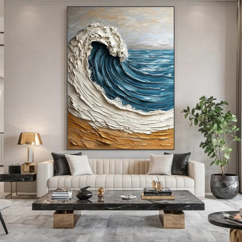 Rising Tide Form-Textured Wave Abstract Wall Art#AB14138