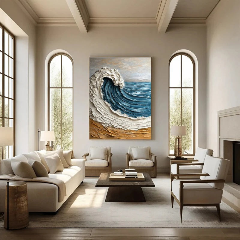 Rising Tide Form-Textured Wave Abstract Wall Art#AB14138