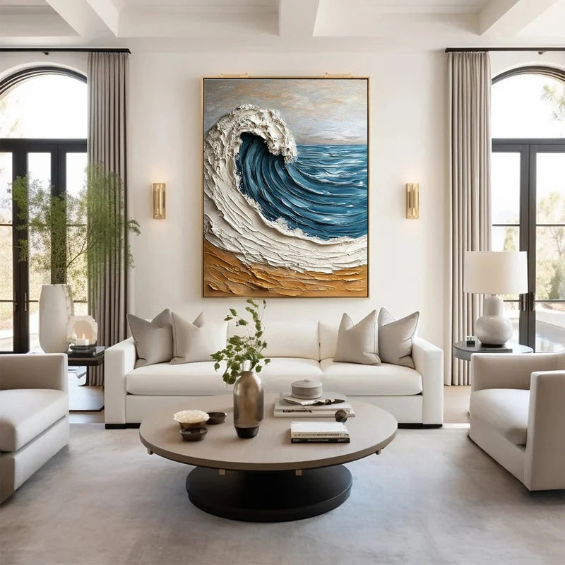 Rising Tide Form-Textured Wave Abstract Wall Art#AB14138