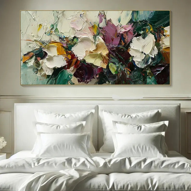 Wild Bloom Symphony – Abstract Thick Textured Floral Painting#AB14011