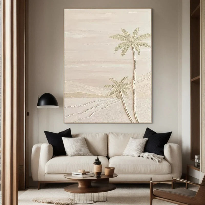Quiet Palm Horizon-Handcrafted Textured Wall Art#AB14141