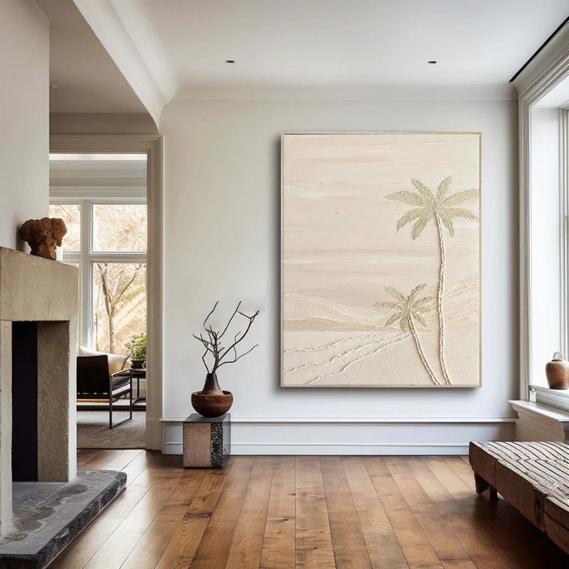 Quiet Palm Horizon-Handcrafted Textured Wall Art#AB14141