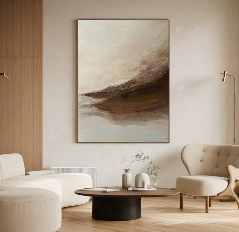 Quiet Earth Flow – Handcrafted Textured Abstract Oil Painting#AB14142