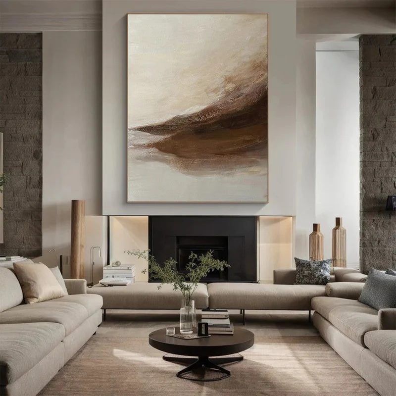 Quiet Earth Flow – Handcrafted Textured Abstract Oil Painting#AB14142