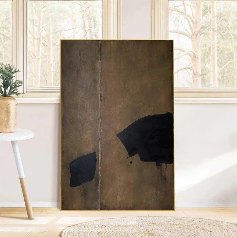 Silent Divide – Handcrafted Minimalist Textured Abstract Painting#AB14143