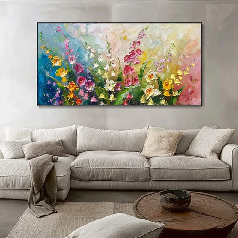 Vibrant Bloom Texture-Abstract Spring Flower Texture Oil Painting Wall Art - artextured