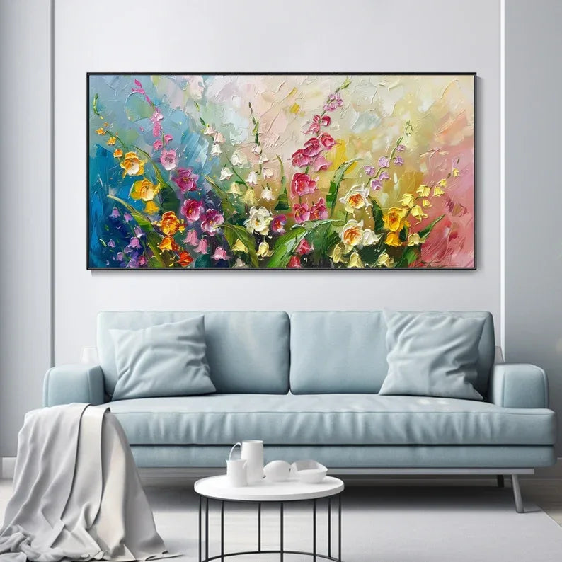 Vibrant Bloom Texture-Abstract Spring Flower Texture Oil Painting Wall Art - artextured