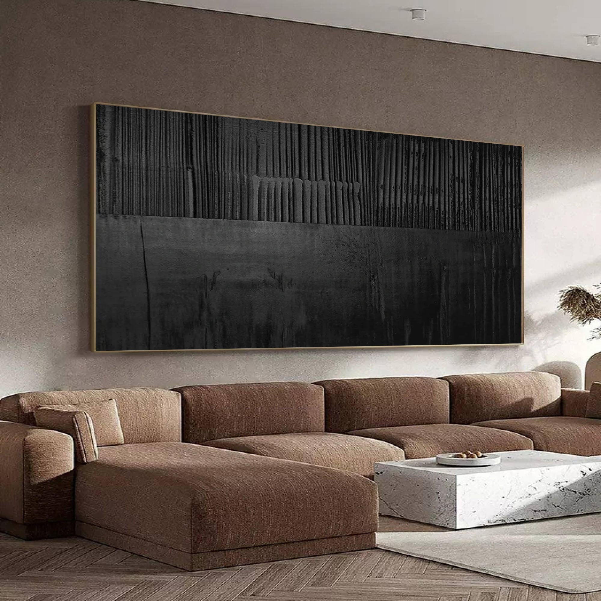 Black Layer Story-Large Black Minimalist Abstract Wall Art