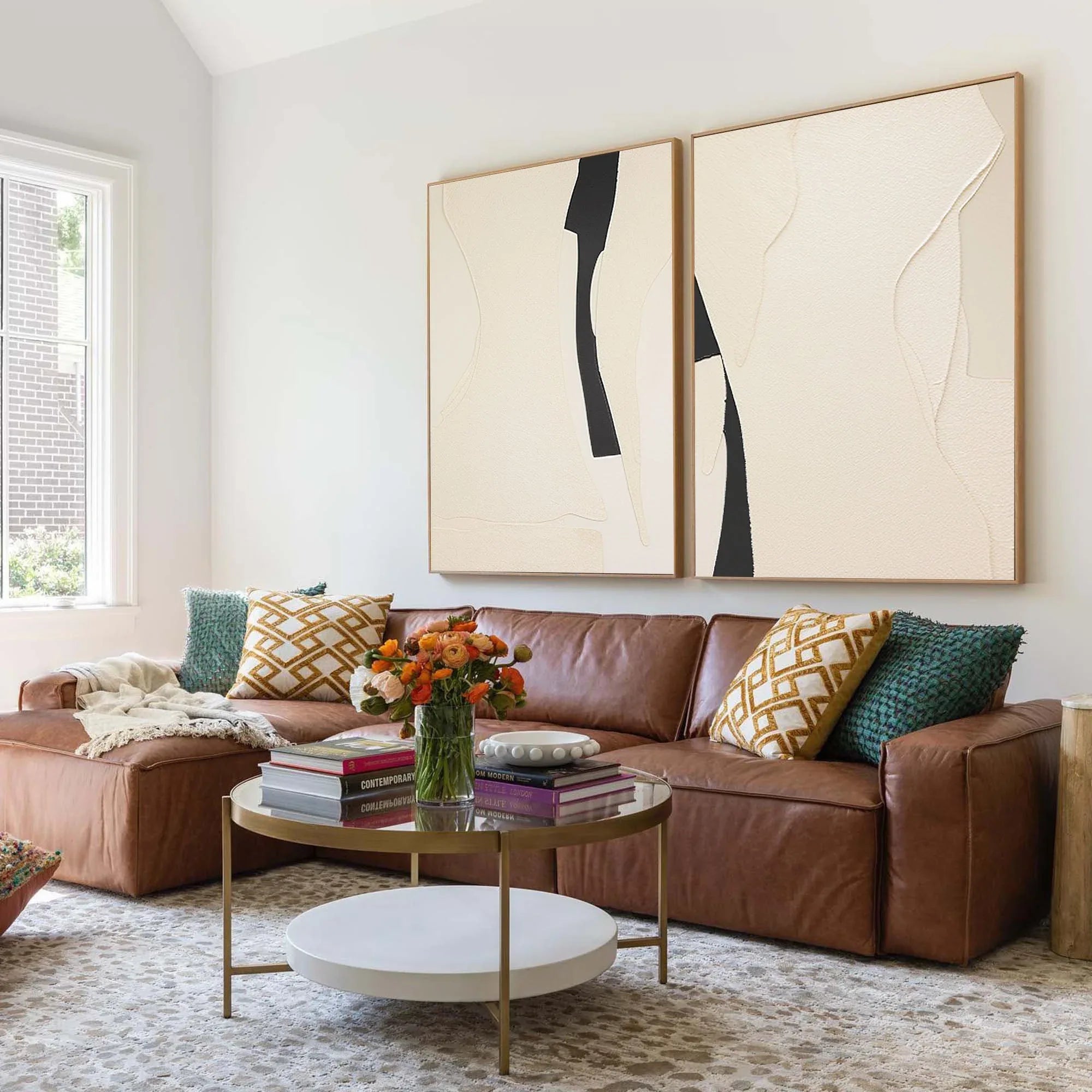 Modern Silhouettes SET OF 2-Minimalist Abstract Texture Symmetrical Wall Art - artextured