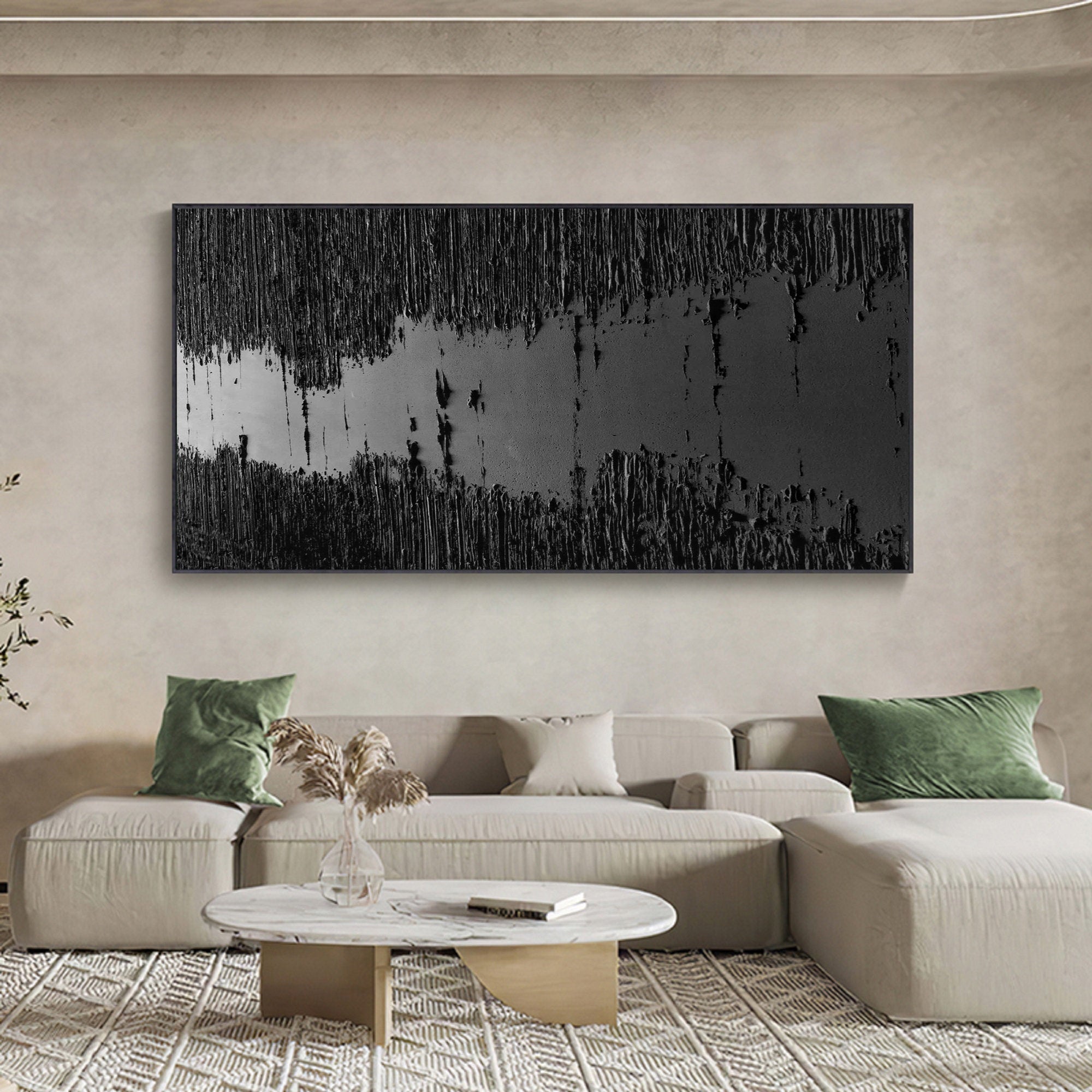 Abstract Black River Canvas Wall Art