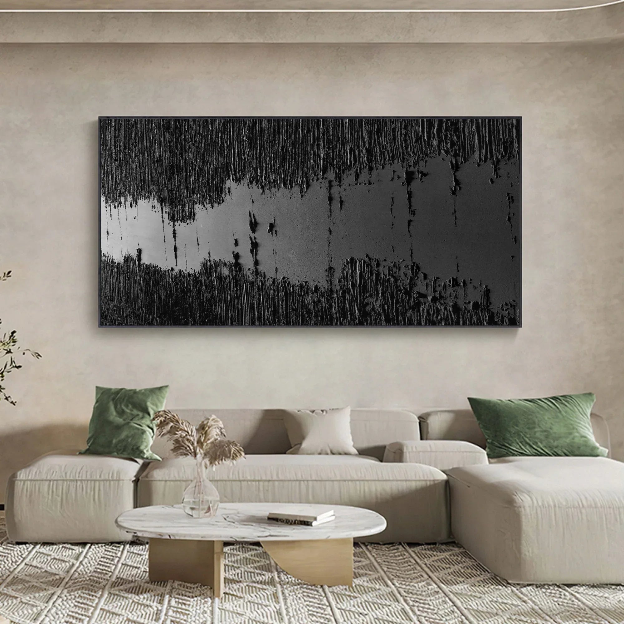 Fracture Flow-Black River Stripe Texture Abstract Wall Art in Modern Home Decoration - artextured