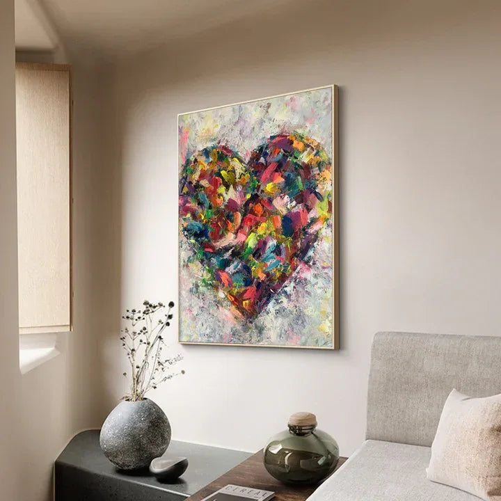 Heart of Abstraction-Vertical Hand-Painted Color Weaving Love Heart Abstract Wall Art - artextured