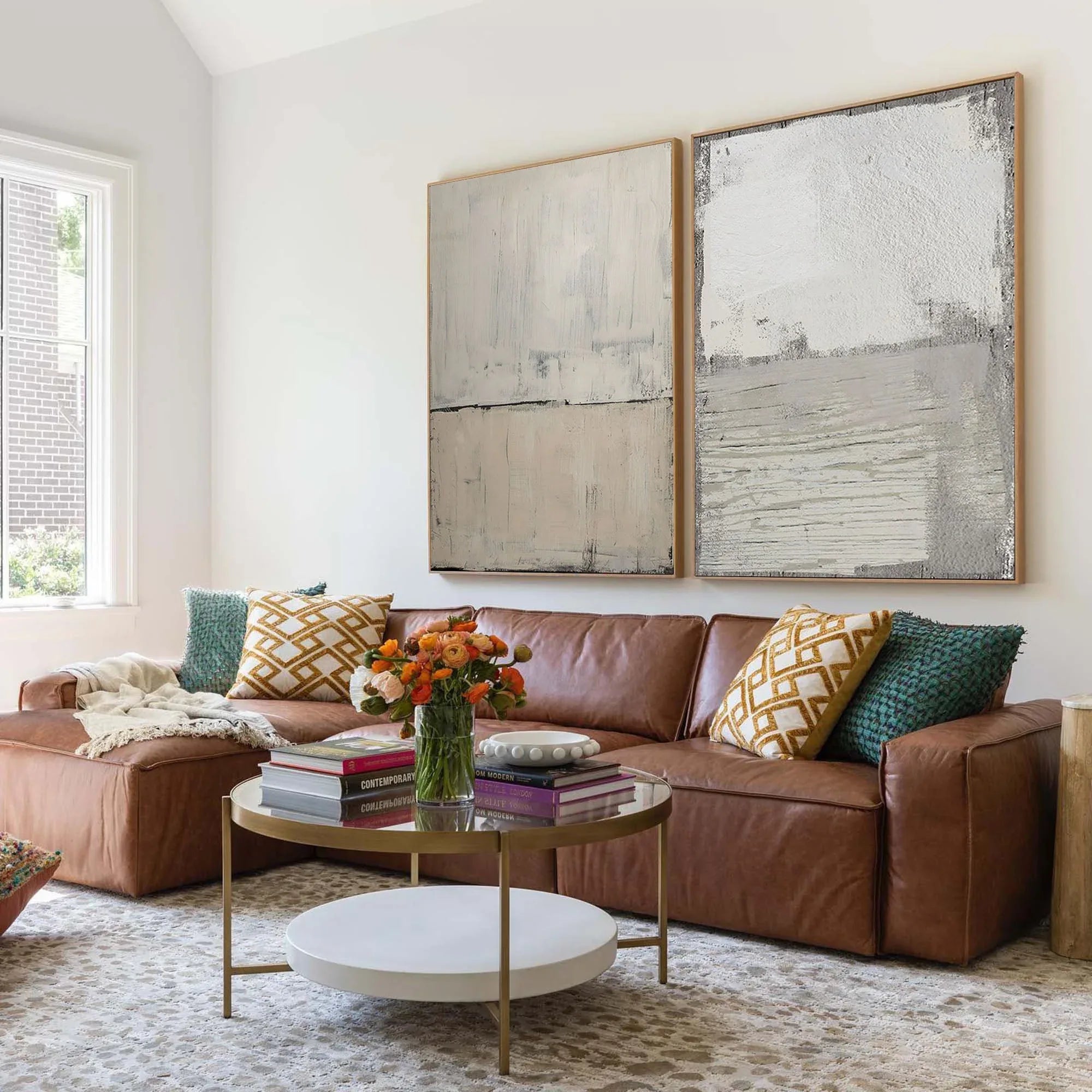 Neutral Duo Flow-Minimalist Duo-Textured Abstract Canvas Set OF 2 - artextured