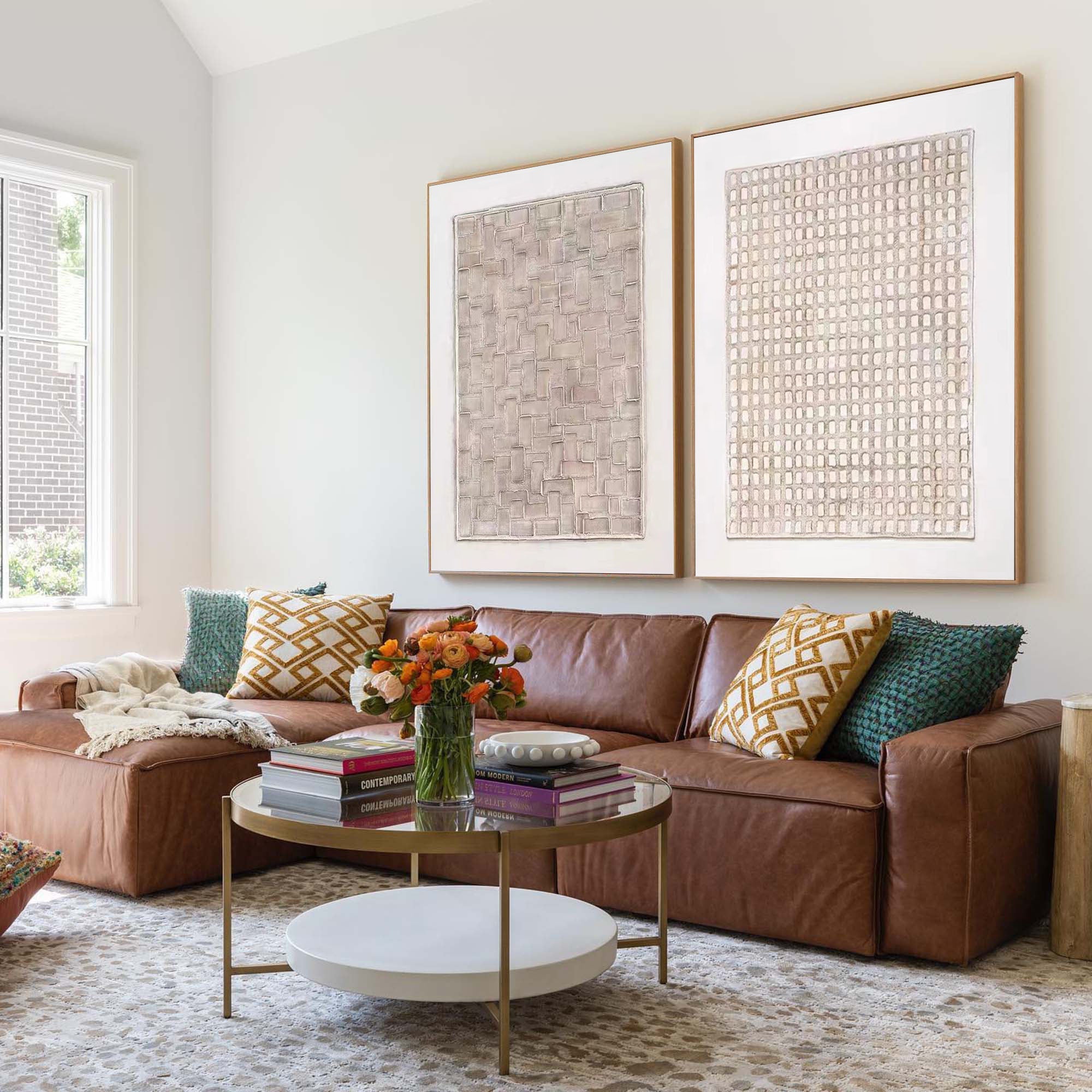 Textured Geometry: Minimalist Canvas Duo SET OF 2