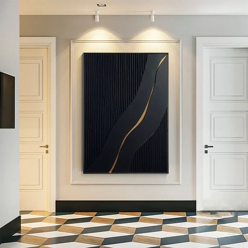 Golden Flow-Modern Minimalist 3D Golden Streamlined Texture Wall Art - artextured