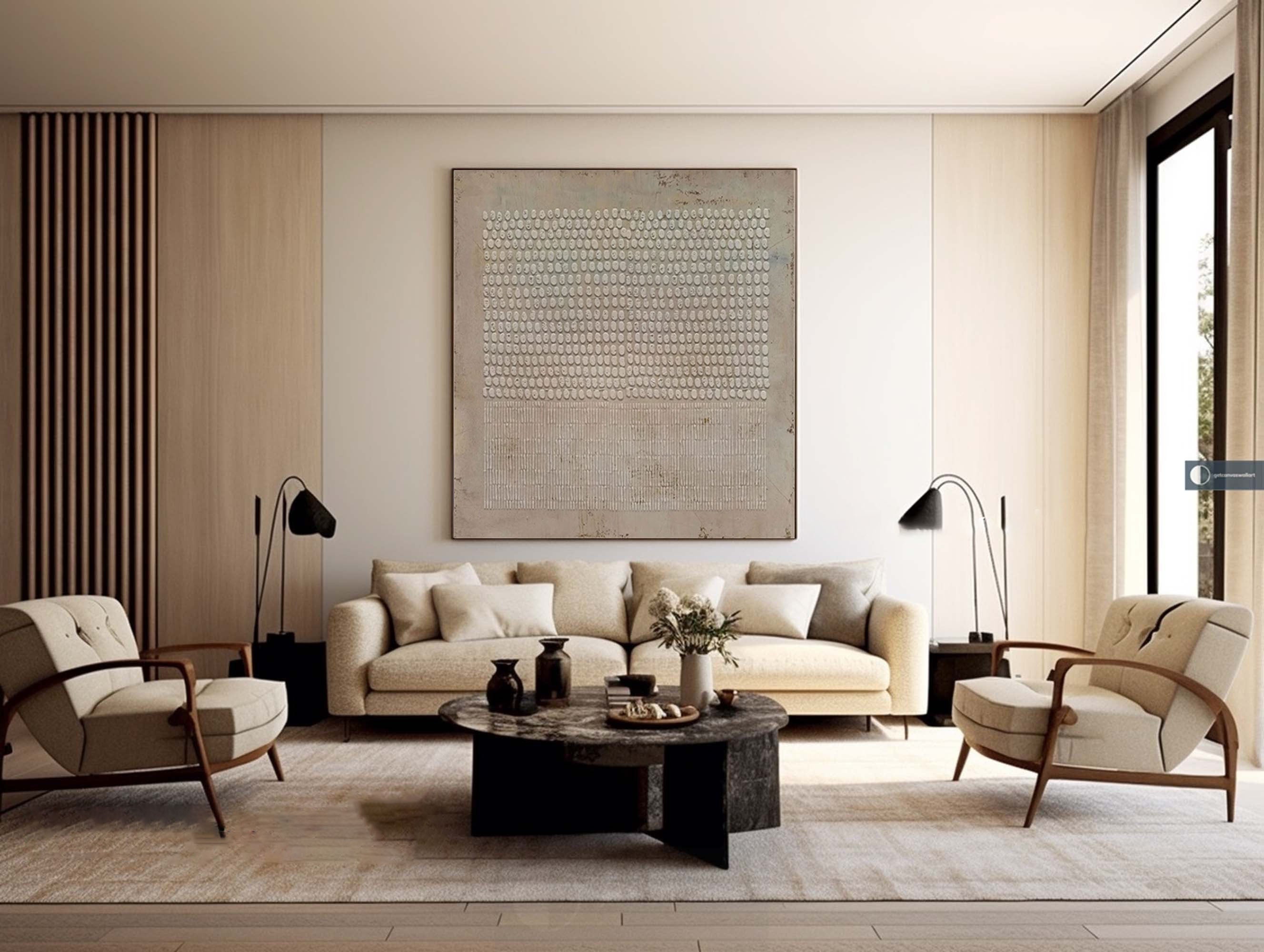 Tactile Harmony-Modern Minimalist Geometric Point Line Texture Abstract Wall Art