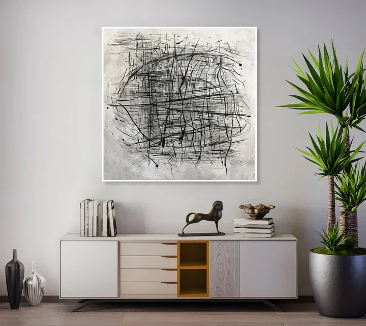 Rhapsody of Lines-Minimalist Abstract Black and White Woven Texture Wall Art - artextured
