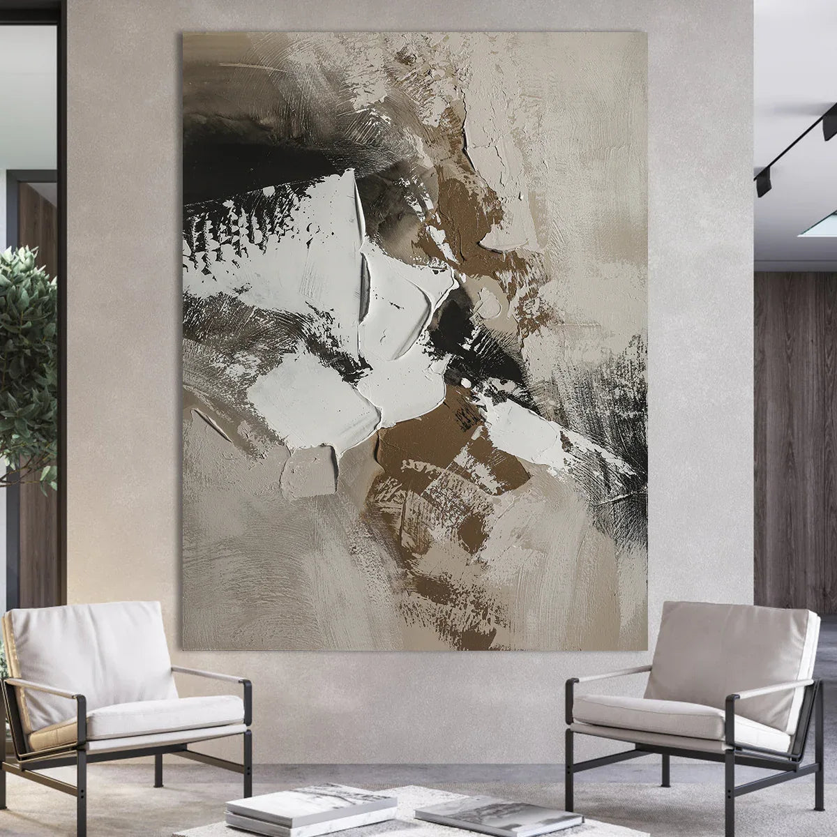 Earthbound Harmony abstract textured-Modern Abstract Earth Color Thick Painted Wall Art - artextured