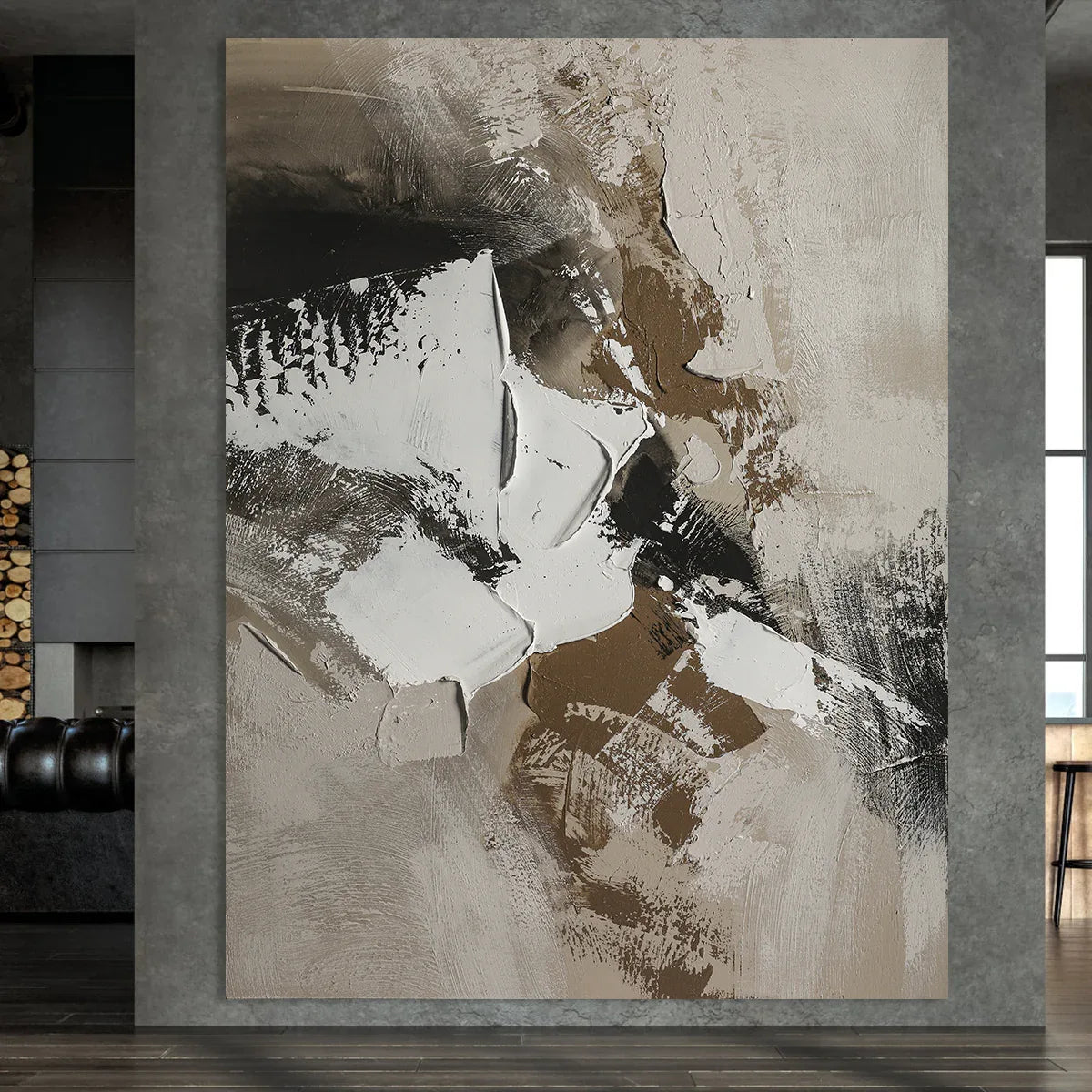Earthbound Harmony abstract textured-Modern Abstract Earth Color Thick Painted Wall Art - artextured