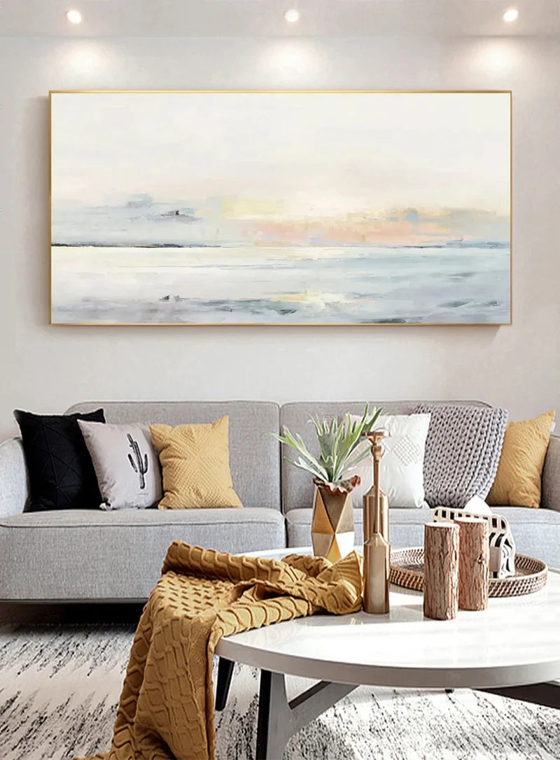 Quiet Horizon – Large Minimalist Textured Abstract Wall Art#AB14144