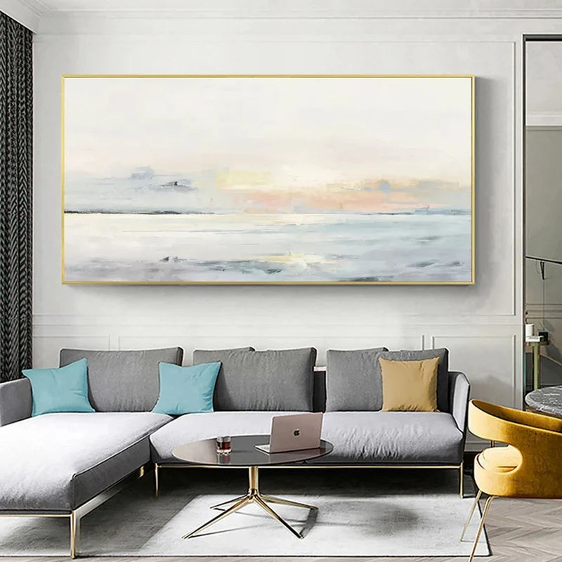Quiet Horizon – Large Minimalist Textured Abstract Wall Art#AB14144