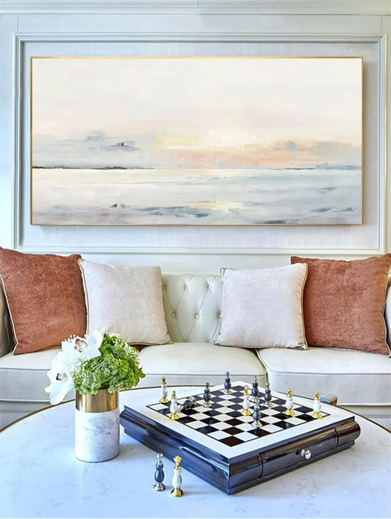 Quiet Horizon – Large Minimalist Textured Abstract Wall Art#AB14144