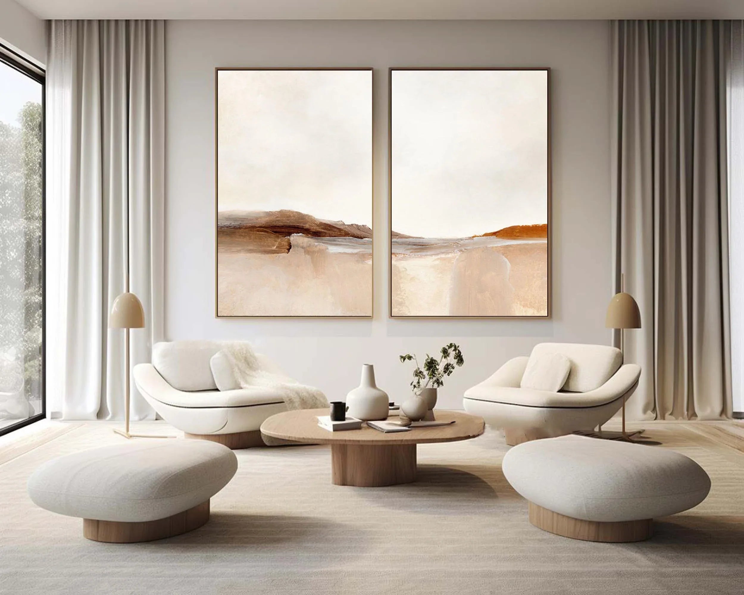 Desert Serenity- Abstract Landscape Canvas Duo SET OF 2 - artextured