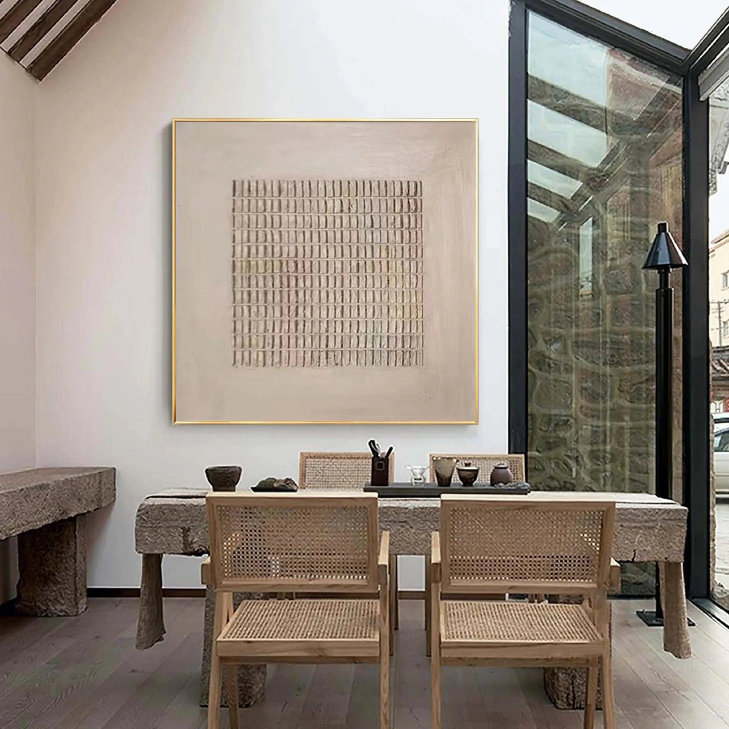 Grid Pulse-Modern Minimalist Texture Grid Wall Art With Subtle Depth - artextured