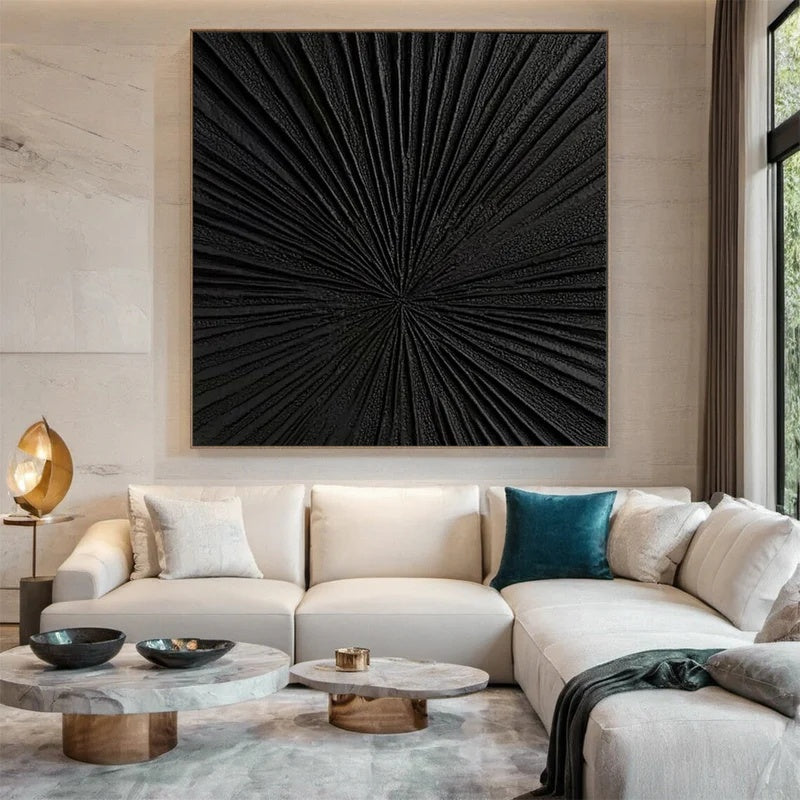 Eclipse Origin – Large Black Textured Abstract Wall Art#AB14149