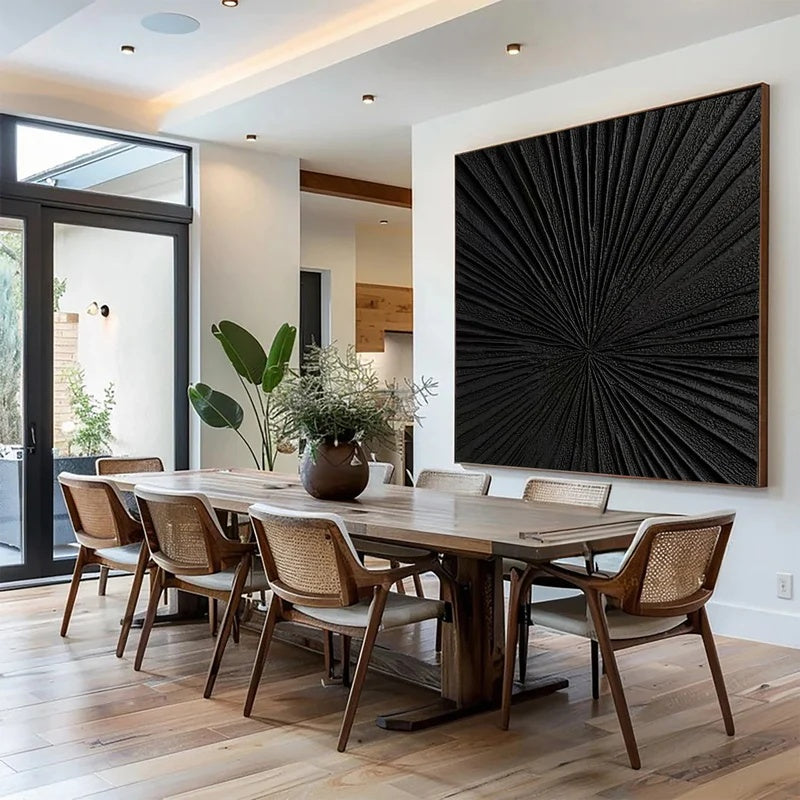 Eclipse Origin – Large Black Textured Abstract Wall Art#AB14149