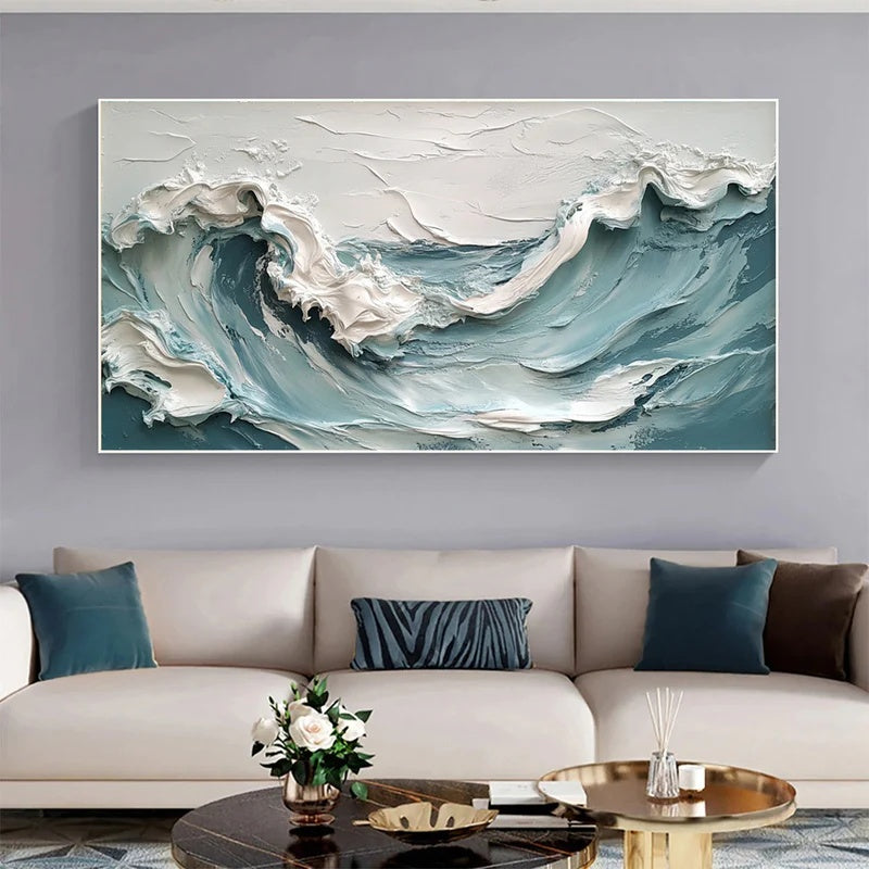 Tidal Presence – Large Textured Ocean Abstract Wall Art#AB14151