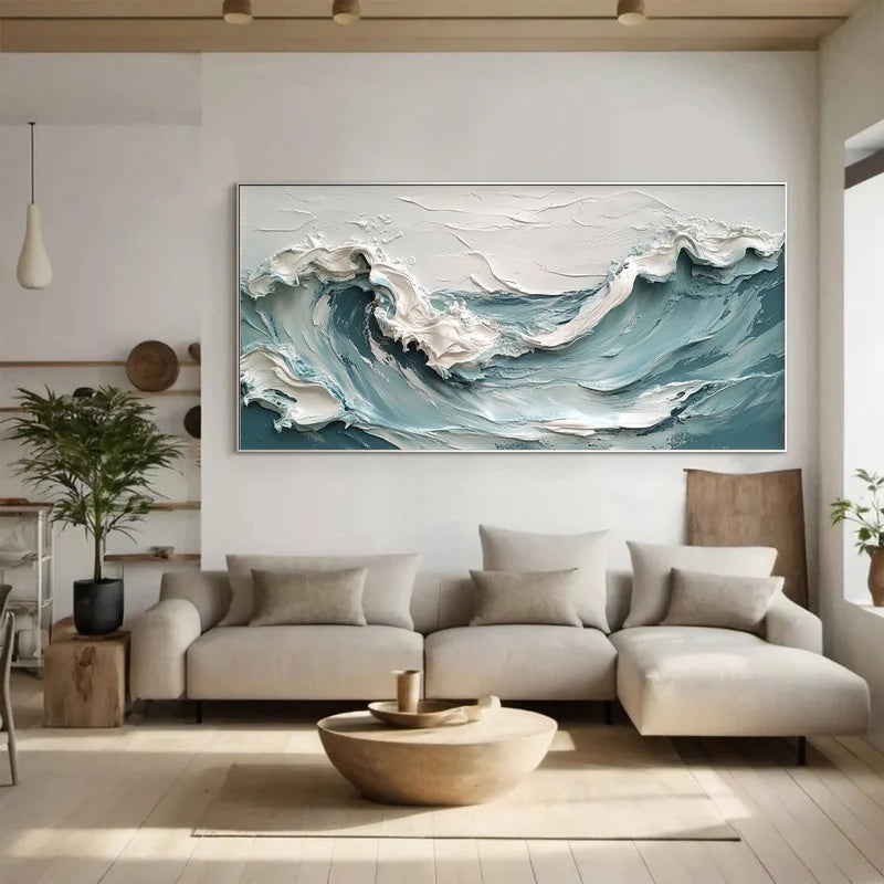 Tidal Presence – Large Textured Ocean Abstract Wall Art#AB14151
